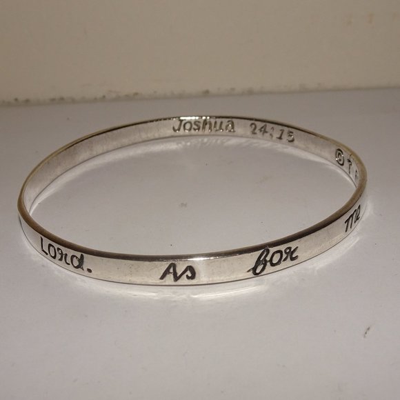 RUSH 925 SS Joshua Proverbs 24:15 Bangle Bracelet - Picture 4 of 5